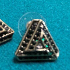 Vintage Heidi Daus Green Crystal Triangle Earrings